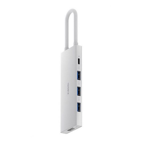 XIAOMI Type-C HUB 5in1 (aktív, 3 USB+2 Type-C aljzat) FEHÉR