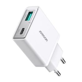 JOYROOM hálózati töltő USB+Type-C aljzat (20W, PD gyorstöltő 3.0, vékony) FEHÉR   JOYROOM hálózati töltő USB+Type-C aljzat (20W, PD gyorstöltő 3.0, vékony) FEHÉR