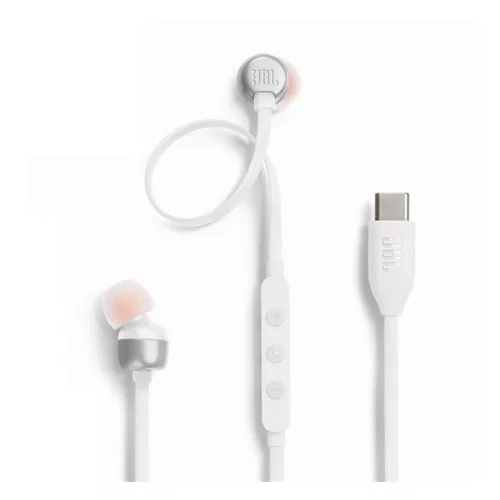 JBL T310C fülhallgató SZTEREO (Type-C, hangerőszabályzó, felvevő gomb, lapos kábel) FEHÉR
