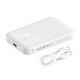   BASEUS MAGNETIC MINI vésztöltő Type-C aljzat (6000mAh, 20W, PD gyorstöltő, wireless, MagSafe + Type-C kábel) FEHÉR
