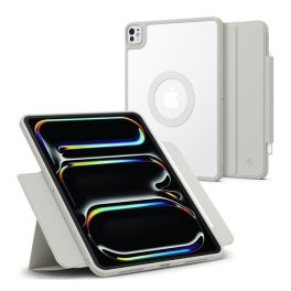   SPIGEN AIR SKIN PRO ONETAP tok álló, ECO bőr hatású (aktív FLIP, oldalra nyíló, TRIFOLD, asztali tartó, mágneses) SZÜRKE