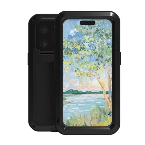 LOVE MEI Powerful defender telefonvédő (fém keret, erős ütésállóság, porálló + képernyővédő üveg) FEKETE