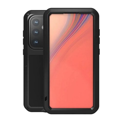 LOVE MEI Powerful defender telefonvédő (fém keret, erős ütésállóság, porálló + képernyővédő üveg) FEKETE