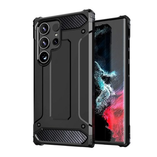 Defender szilikon telefonvédő (ütésállóság, légpárnás sarok, fémhatás) FEKETE