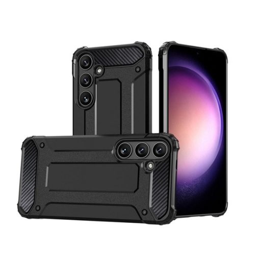 Defender szilikon telefonvédő (ütésállóság, légpárnás sarok, fémhatás) FEKETE