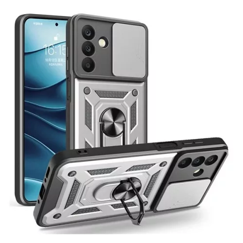 Defender szilikon telefonvédő (ütésállóság, tartógyűrű, kameravédő) EZÜST