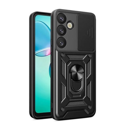 Defender szilikon telefonvédő (ütésállóság, tartógyűrű, kameravédő) FEKETE