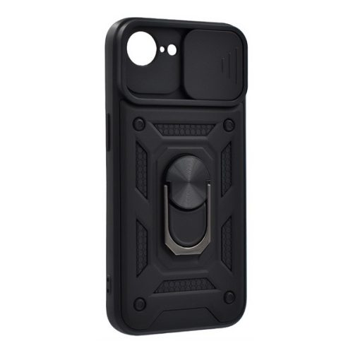 Defender szilikon telefonvédő (ütésállóság, tartógyűrű, kameravédő) FEKETE