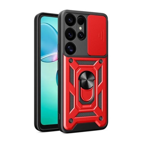 Defender szilikon telefonvédő (ütésállóság, tartógyűrű, kameravédő) PIROS