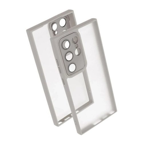 Szilikon telefonvédő (ütésállóság, akril hátlap, kameravédő) VILÁGOSSZÜRKE