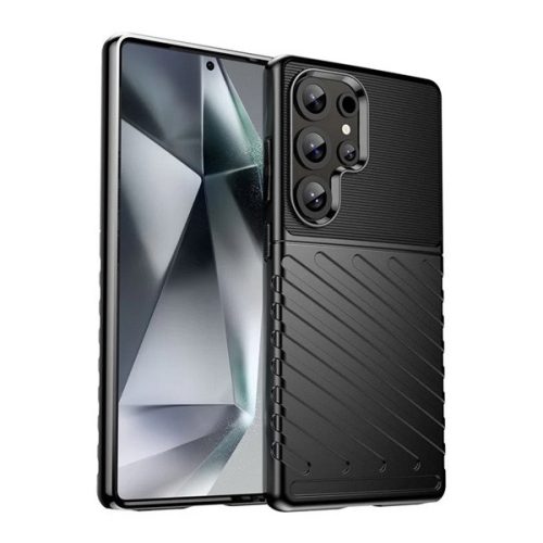 Szilikon telefonvédő (ütésállóság, csíkos, dombor minta) FEKETE