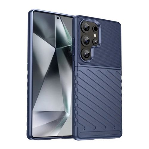 Szilikon telefonvédő (ütésállóság, csíkos, dombor minta) SÖTÉTKÉK