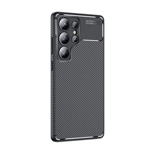 Szilikon telefonvédő (ütésállóság, légpárnás sarok, karbon minta) FEKETE