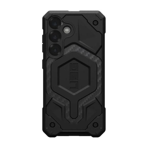 UAG MONARCH PRO szilikon telefonvédő (erős ütésállóság, karbon minta, MagSafe) FEKETE