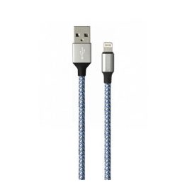   DEVIA VOGUE adatkábel (USB - lightning, 12W, cipőfűző, 100cm) EZÜST/KÉK