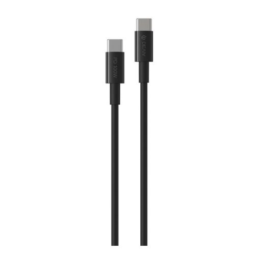 DEVIA SMART adatkábel (Type-C - Type-C, 100W, PD gyorstöltő, 150cm) FEKETE
