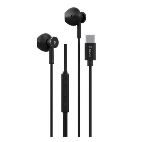DEVIA SMART M2 fülhallgató SZTEREO (Type-C, mikrofon, felvevő gomb) FEKETE