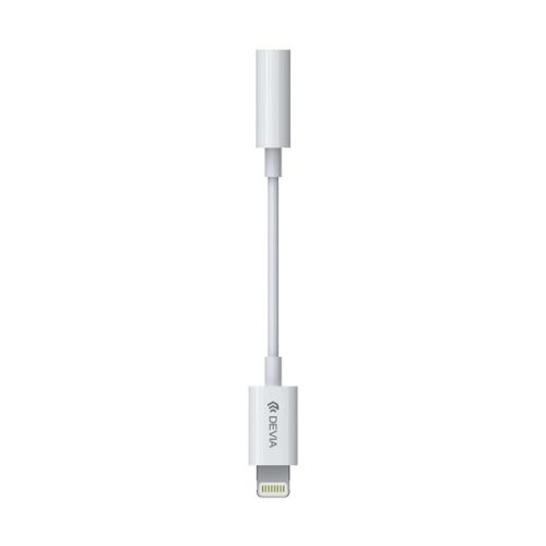 DEVIA audió adapter kábel (3.5mm jack aljzat - lightning, 12cm) FEHÉR