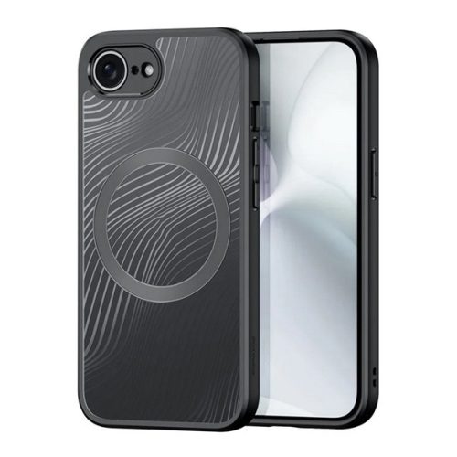 DUX DUCIS AIMO szilikon telefonvédő (ütésállóság, kameravédő, MagSafe, hullám) FEKETE