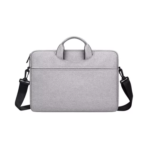 DEVIA JUSTYLE kézitáska álló LAPTOP/NOTEBOOK/TABLET (univerzális, textil, kézpánt, 13-14.2" méret) SÖTÉTSZÜRKE