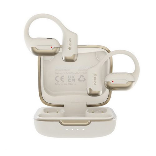 DEVIA PRO1 bluetooth fülhallgató SZTEREO (v5.3, TWS, mikrofon, fülre akasztható + töltőtok) BÉZS