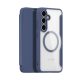 DUX DUCIS SKIN X PRO tok álló, bőr hatású (FLIP, oldalra nyíló, RFID, MagSafe) SÖTÉTKÉK