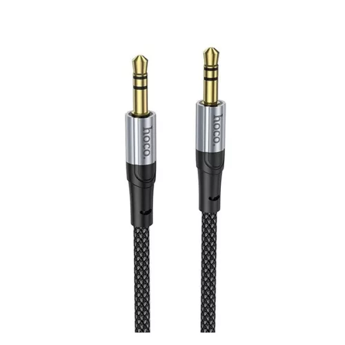 HOCO audió kábel (3.5mm jack - 3.5mm jack, AUX, cipőfűző, 100cm) FEKETE