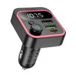 HOCO E85 bluetooth FM transmitter autós töltő 2 USB+Type-C aljzat (v5.4, 20W, gyorstöltő, LED kijelző) FEKETE