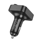 HOCO E85 bluetooth FM transmitter autós töltő 2 USB+Type-C aljzat (v5.4, 20W, gyorstöltő, LED kijelző) FEKETE