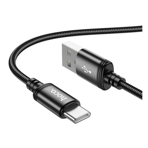 HOCO X89 adatkábel (USB - Type-C, 3A, gyorstöltő, cipőfűző, 100cm) FEKETE