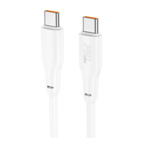 HOCO X93 adatkábel (Type-C - Type-C, 100W, 3A, PD gyorstöltő, törésgátló, 200cm) FEHÉR