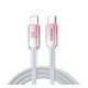 JOYROOM CRYSTAL-CLEAR adatkábel (Type-C - lightning, 3A, gyorstöltő, cipőfűző, 120cm) FEHÉR