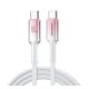 JOYROOM CRYSTAL-CLEAR adatkábel (Type-C - Type-C, 60W, gyorstöltő, cipőfűző, 120cm) FEHÉR