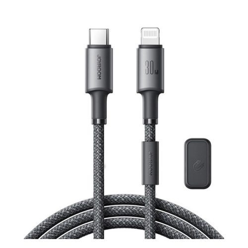 JOYROOM UNLIMITED adatkábel (Type-C - lightning, 60W, gyorstöltő, mágneses kábelrendező, 120cm) SZÜRKE