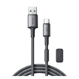   JOYROOM UNLIMITED adatkábel (USB - Type-C, 3A, gyorstöltő, mágneses kábelrendező, 120cm) SZÜRKE