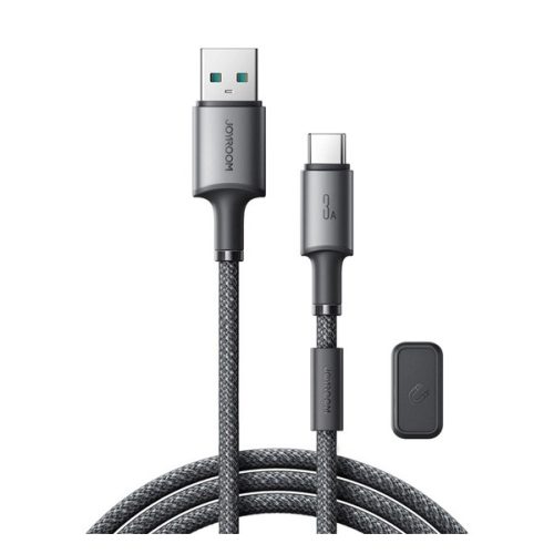 JOYROOM UNLIMITED adatkábel (USB - Type-C, 3A, gyorstöltő, mágneses kábelrendező, 120cm) SZÜRKE