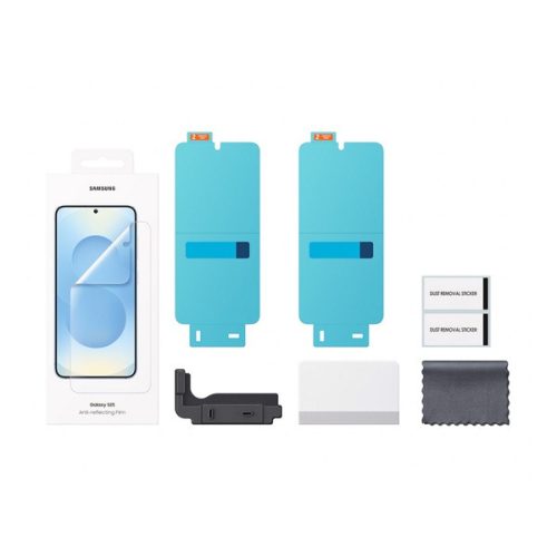 SAMSUNG képernyővédő fólia 2db (tükröződésmentes, törlőkendő + segédkeret) ÁTLÁTSZÓ