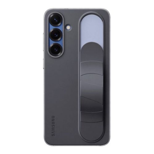 SAMSUNG szilikon telefonvédő (matt, beépített szíj, kitámasztó) FEKETE