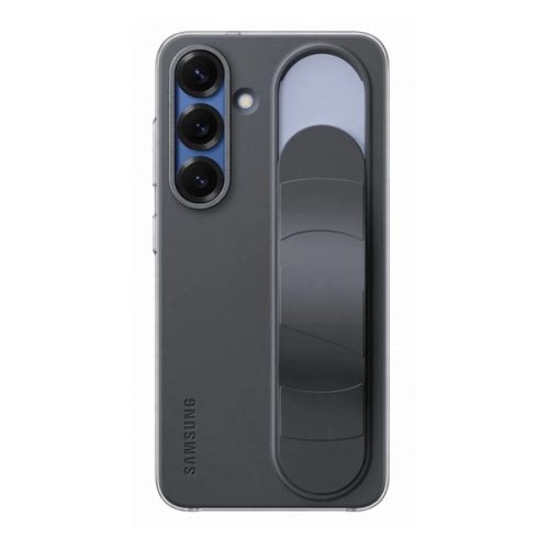 SAMSUNG szilikon telefonvédő (matt, beépített szíj, kitámasztó) FEKETE