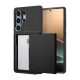 SPIGEN SLIM ARMOR CS szilikon telefonvédő (műanyag hátlap, kártyatartó, ütésállóság, légpárnás sarok) FEKETE