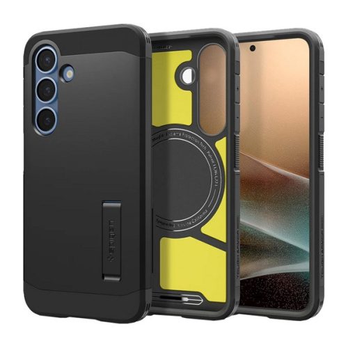 SPIGEN TOUGH ARMOR MAG műanyag telefonvédő (ütésállóság, kitámasztó, MagSafe) FEKETE