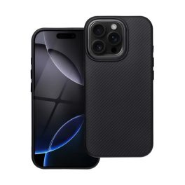   Szilikon telefonvédő (ütésállóság, műanyag hátlap, MagSafe, karbon minta) FEKETE