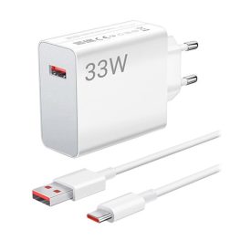   XIAOMI MDY-12-EA hálózati töltő USB aljzat (33W, PD gyorstöltő + Type-C kábel) FEHÉR