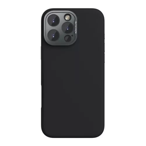 NILLKIN LENSWING MAGNETIC műanyag telefonvédő (matt, mikrofiber plüss belső, kameravédő, MagSafe) FEKETE