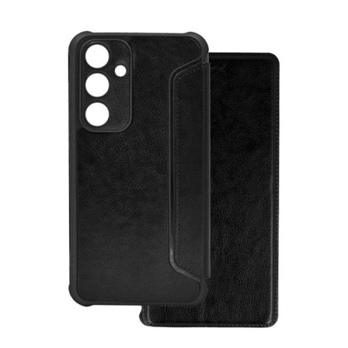 Tok álló, bőr hatású (FLIP, oldalra nyíló, ütésállóság, légpárnás sarok, kameravédő) FEKETE