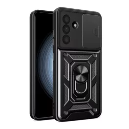   Defender szilikon telefonvédő (ütésállóság, tartógyűrű, kameravédő) FEKETE