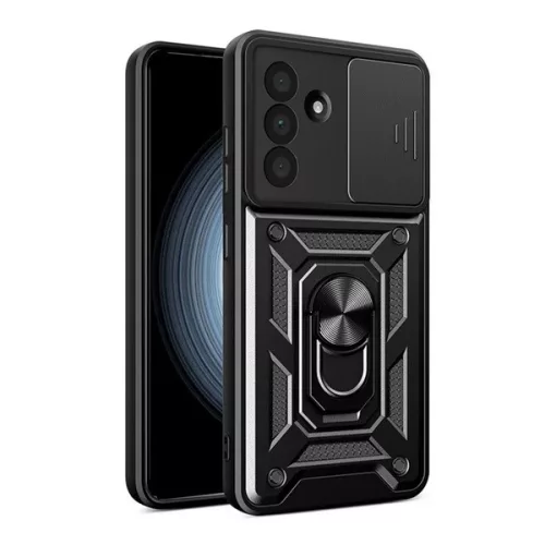 Defender szilikon telefonvédő (ütésállóság, tartógyűrű, kameravédő) FEKETE