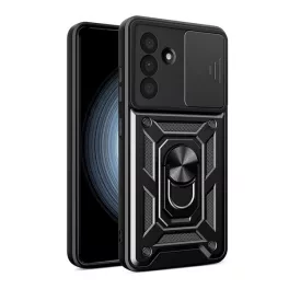   Defender szilikon telefonvédő (ütésállóság, tartógyűrű, kameravédő) FEKETE
