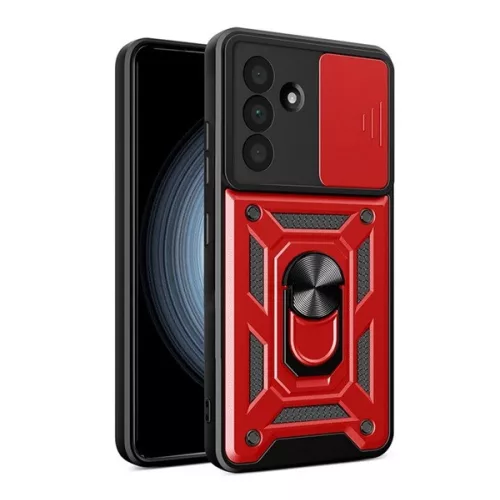Defender szilikon telefonvédő (ütésállóság, tartógyűrű, kameravédő) PIROS
