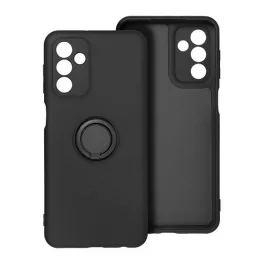   Szilikon telefonvédő (tartógyűrű, mikrofiber plüss belső, mágneses, kameravédő) FEKETE